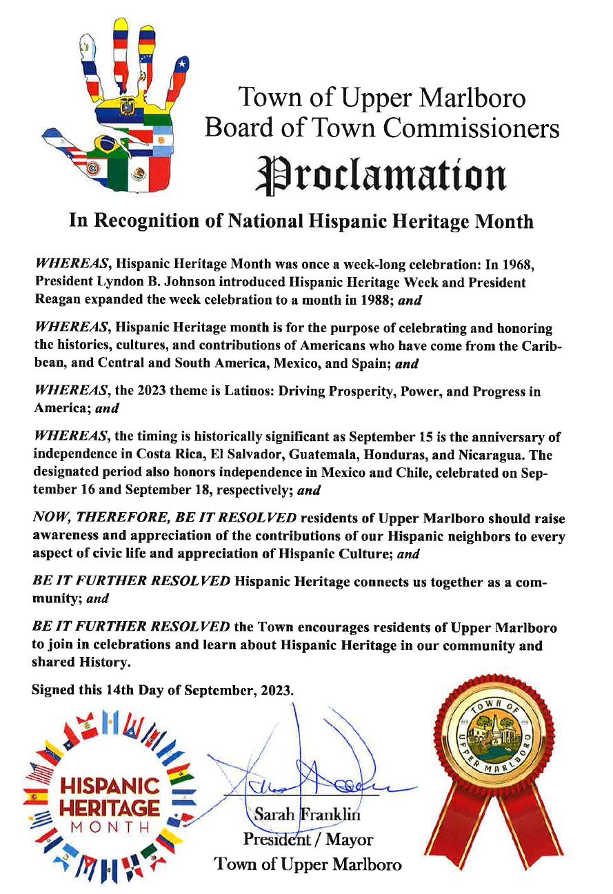 Hispanic Heritage Month Proclamation